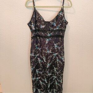 NWT Sanctuary Floral Black Slip Maxi Dress Lace Cocktail Party XL Fairy Romantic